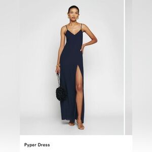 Reformation Navy Maxi Dress with Spaghetti Straps